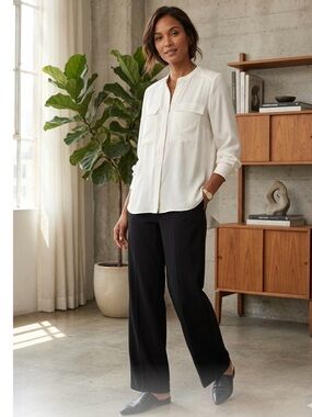 White House black market Long Sleeve Button Front Blouse